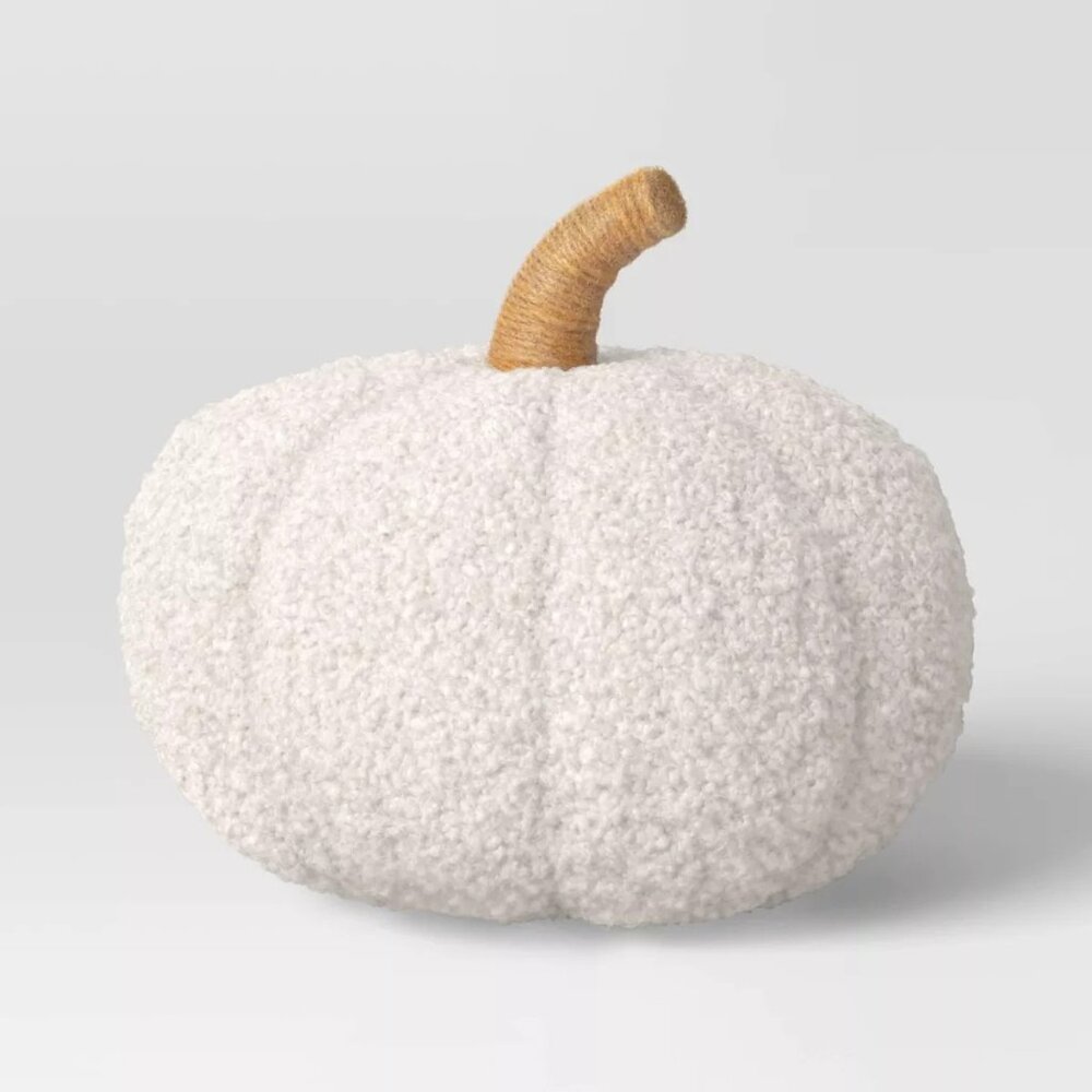 Teddy Boucle Shaped Pumpkin Throw Pillow Almond - Threshold - Target Fall 2024